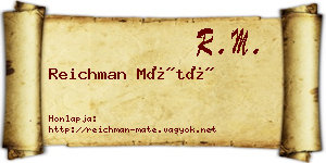 Reichman Máté névjegykártya